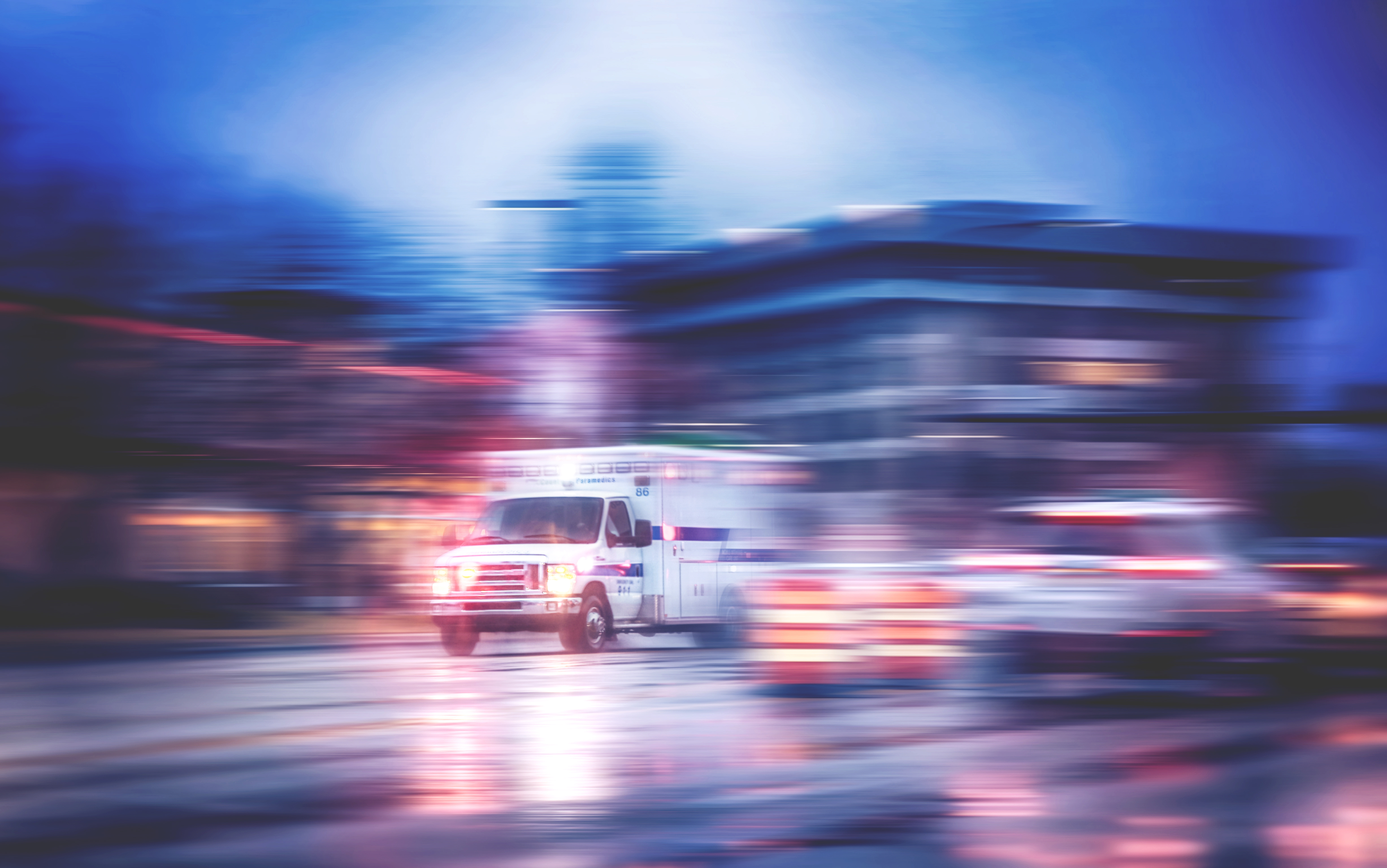 an ambulance carrying a child with brues