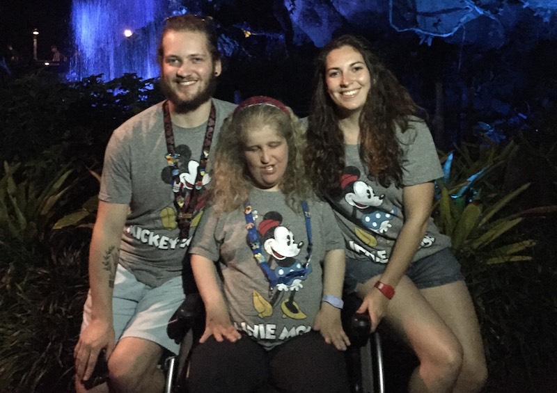 Jillian at Disney World with her siblings, Kaitlin and Thomas.