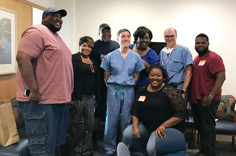 Zoey's family, with Dr. Meara and Dr. Proctor, who performed her surgery for a frontal encephalocele