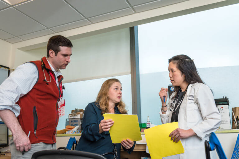 Doctors from Dana Farber discuss a case.