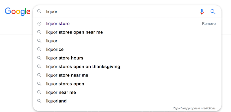alcohol related Google searches
