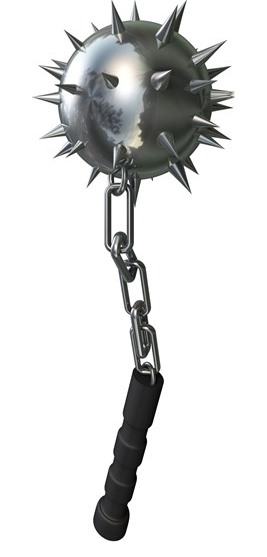 The flu virus resembles the spike-studded iron ball on the end of a medieval weapon called a flail.