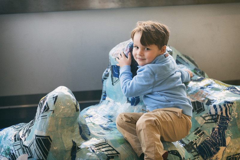 boy with tracheobronchomalacia plays at the hospital
