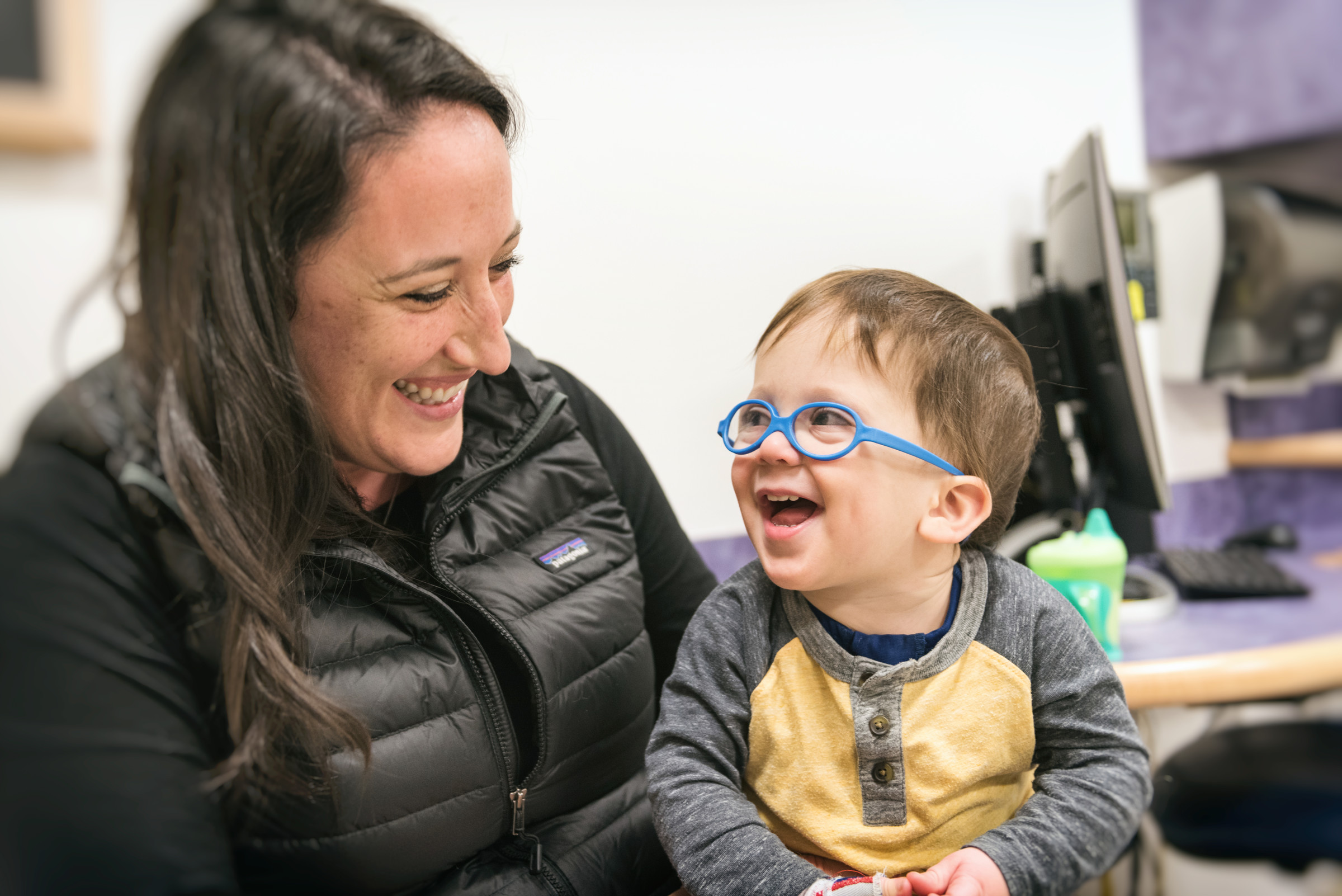 boy recovering from stroke and his mom
