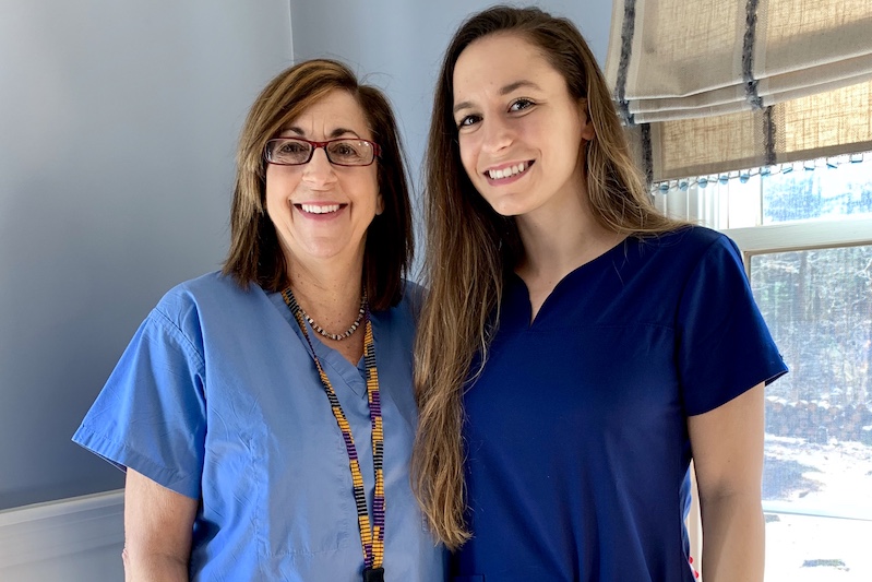 Karen and Marissa Horn, mother and daughter nurses, pose in the hospital