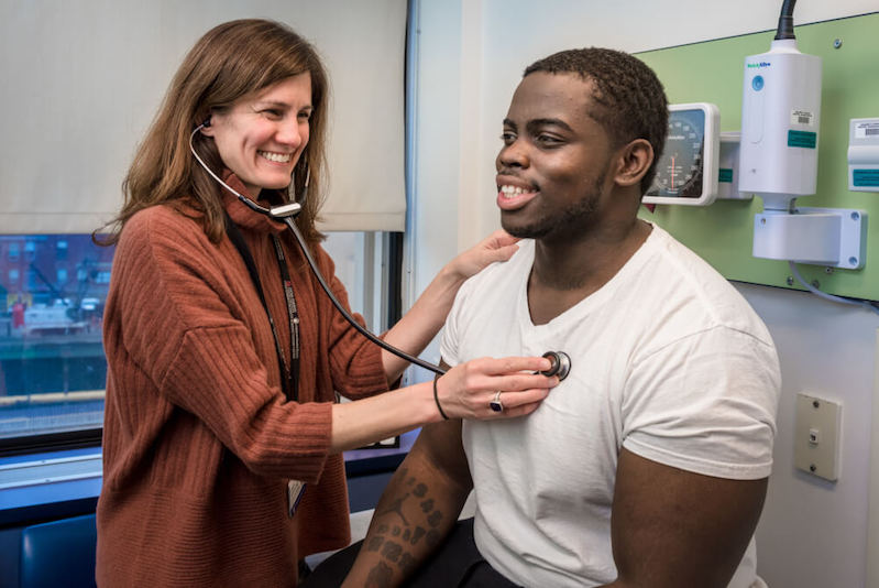 Manny, who has sickle cell disease, at a visit with Dr. Esrick