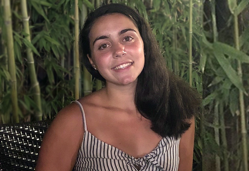 Katerina, who had a DVT, poses outside.