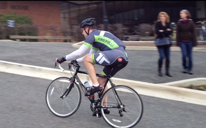 Dr. Birch, orthopedic physician, riding his bike on a day off.
