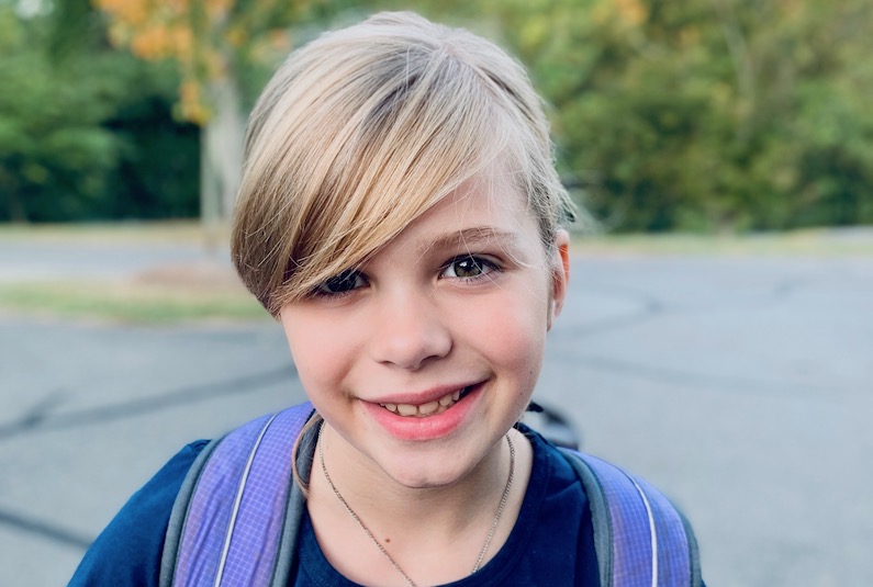 Libby, who had epilepsy surgery, on the way to school.