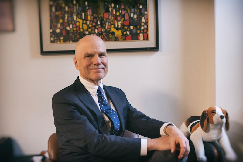 Epilepsy surgeon Dr. Joseph Madsen sits in his office