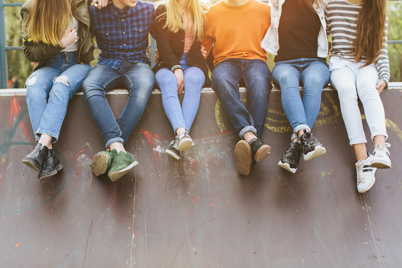 a row of teenagers