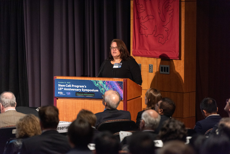 Trista North, PhD, presenting at the Boston Children's Hospital Stem Cell Program's 15th Anniversary