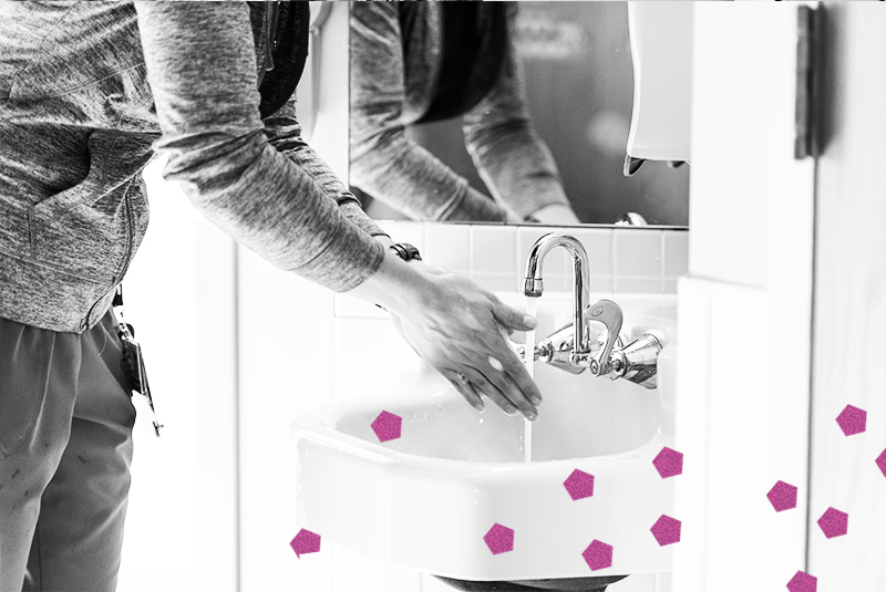 Nurse washing hands during COVID-19 outbreak