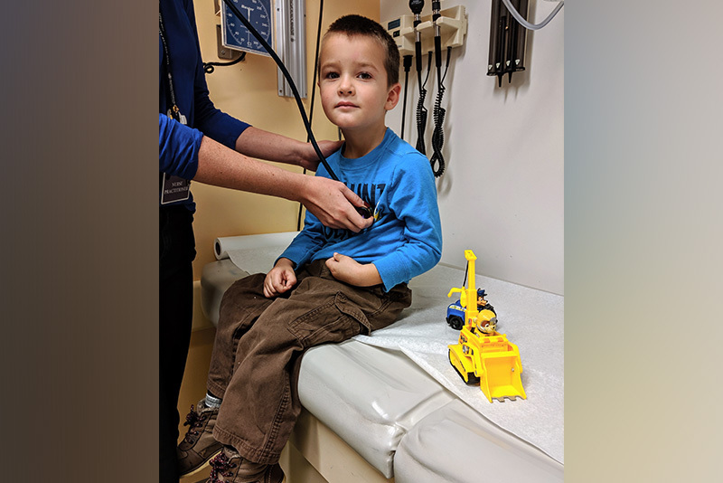 Curtis, who had a thyroidectomy, at a medical checkup