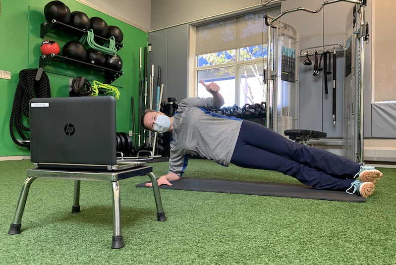 Sara doing a side plank
